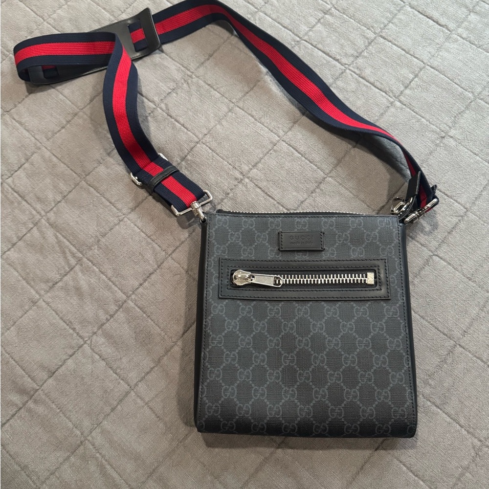 Gucci Black and Gray Messenger Bag